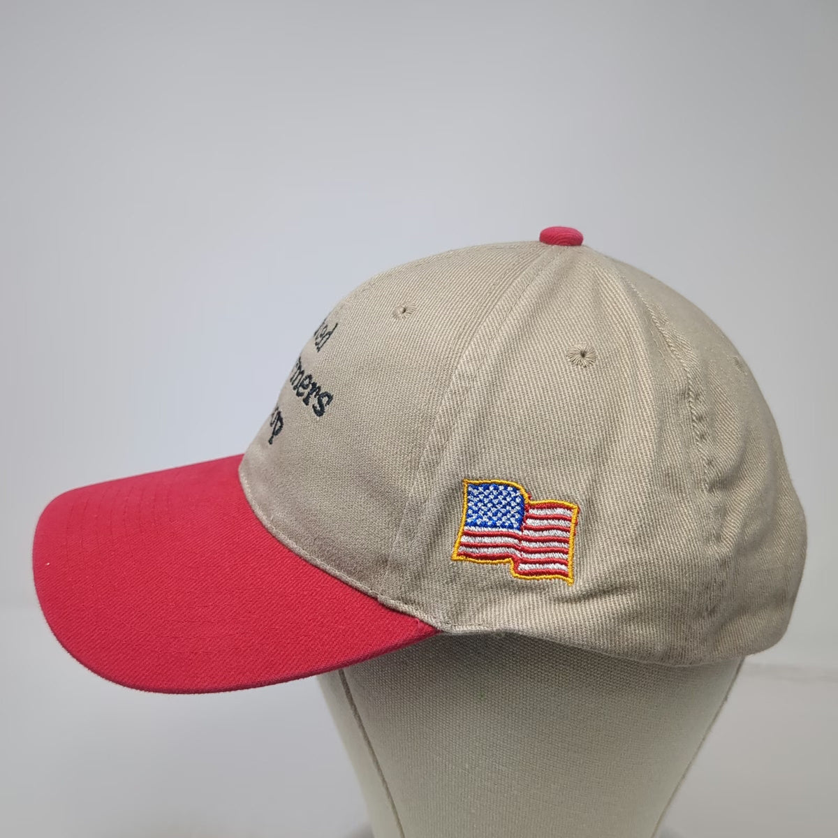 Cobra Baseball Cap Beige Red One Size United Farmers Coop American Flag Hat