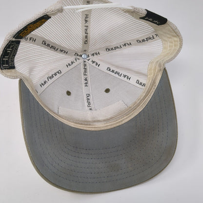 Huk Fish Performance Snapback Trucker Hat Tan One Size Mesh Back Yupoong