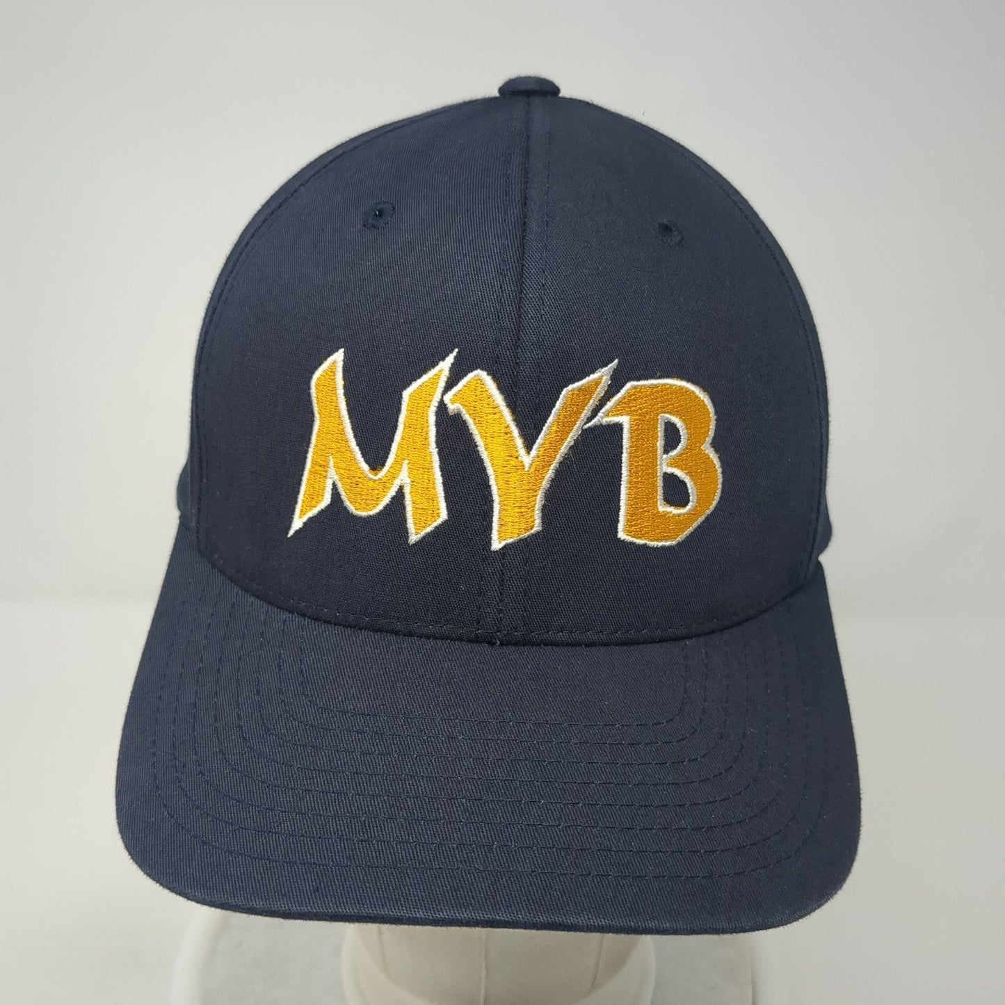 MYB Fitted Hat Blue 8 Embroidered Letters Flexfit Pacific Headwear