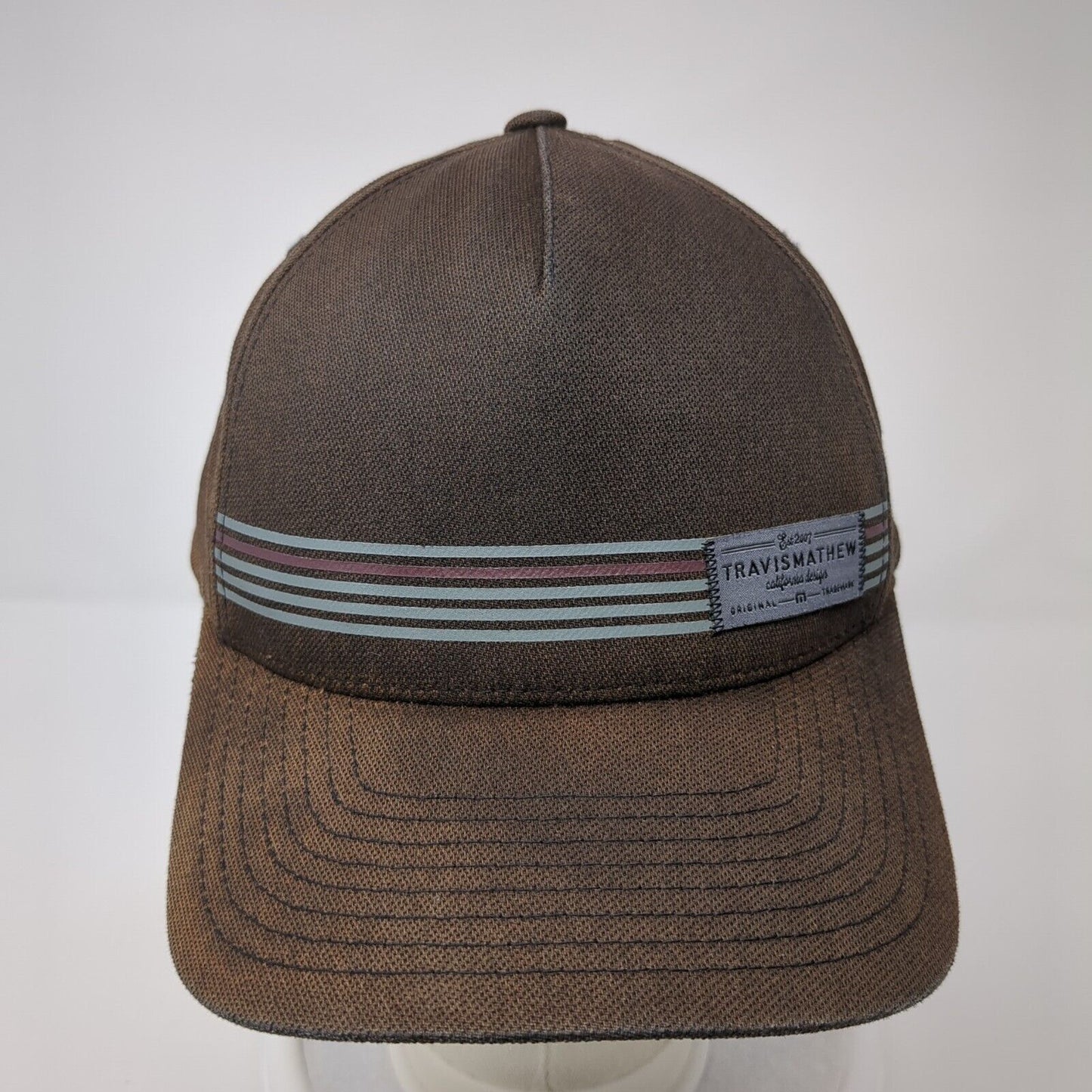 Travis Mathew Snapback Hat Black One Size Striped Flexfit 110 Yupoong