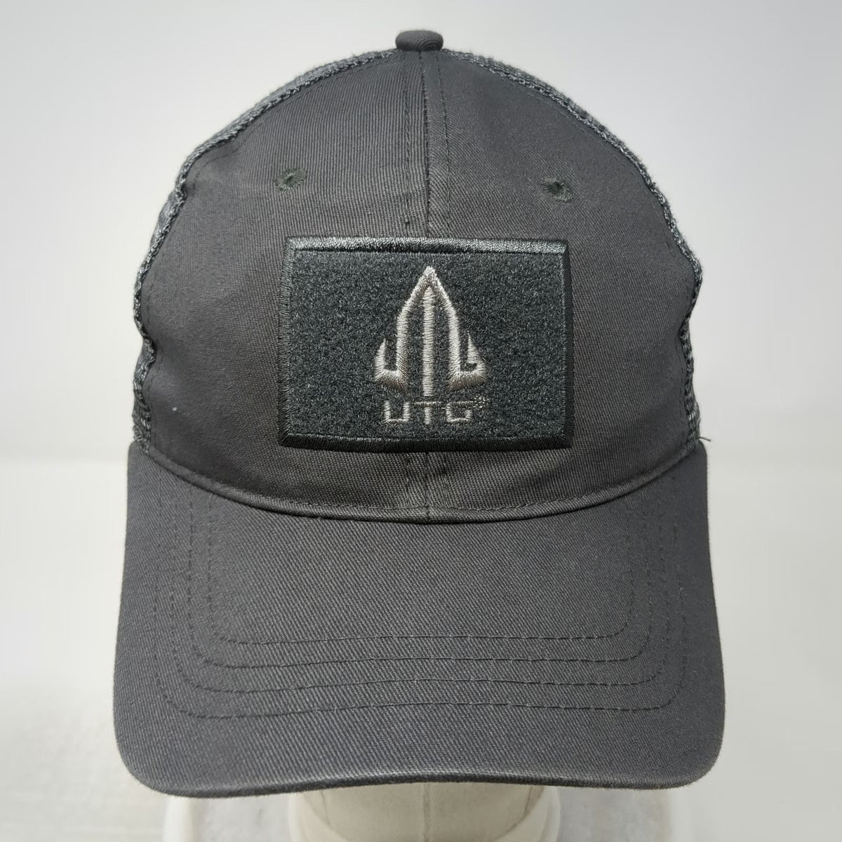UTG Baseball Cap Gray One Size Mesh Back Tactical Logo Patch Strapback Hat