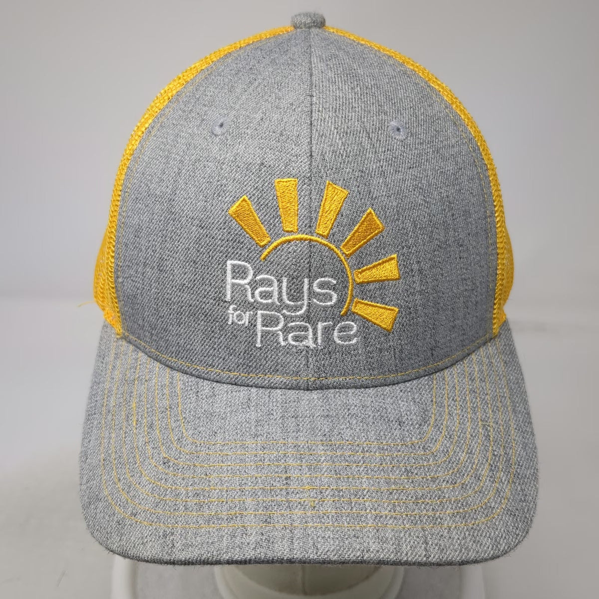 Fahrenheit Headwear Trucker Hat Gray Yellow One Size Rays for Rare Snapback Mesh
