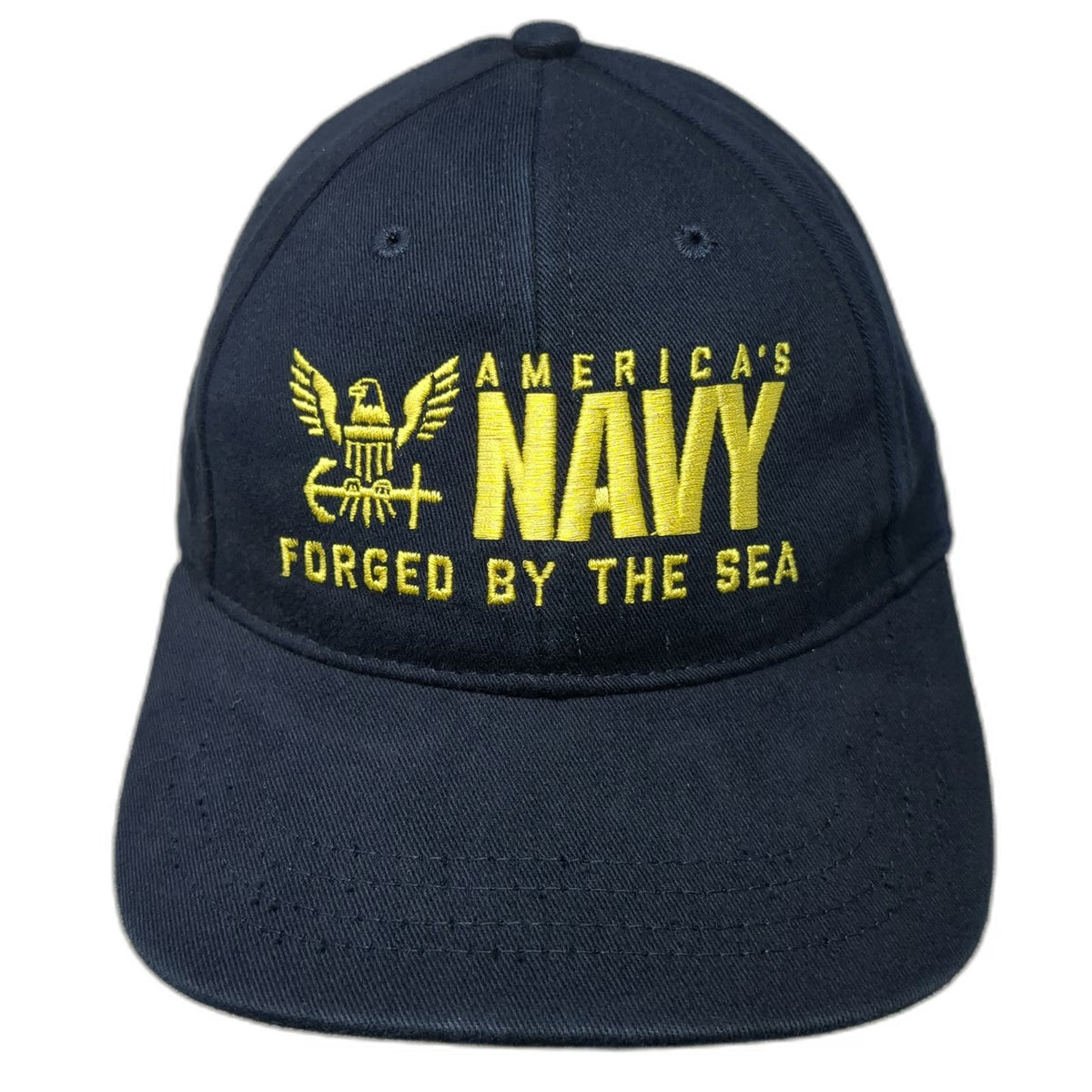 America's Navy Forged by the Sea Baseball Cap Blue One Size Hat Logo USA Made
