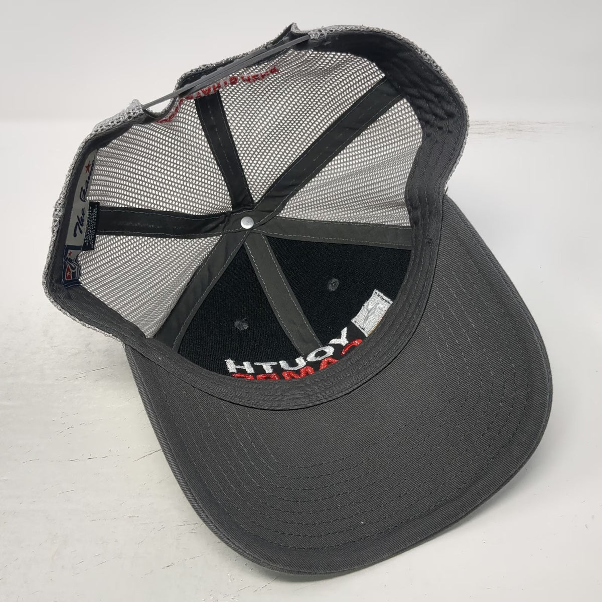 The Game Trucker Hat Gray One Size PRCA Youth Camps Rodeo Starts Here Mesh