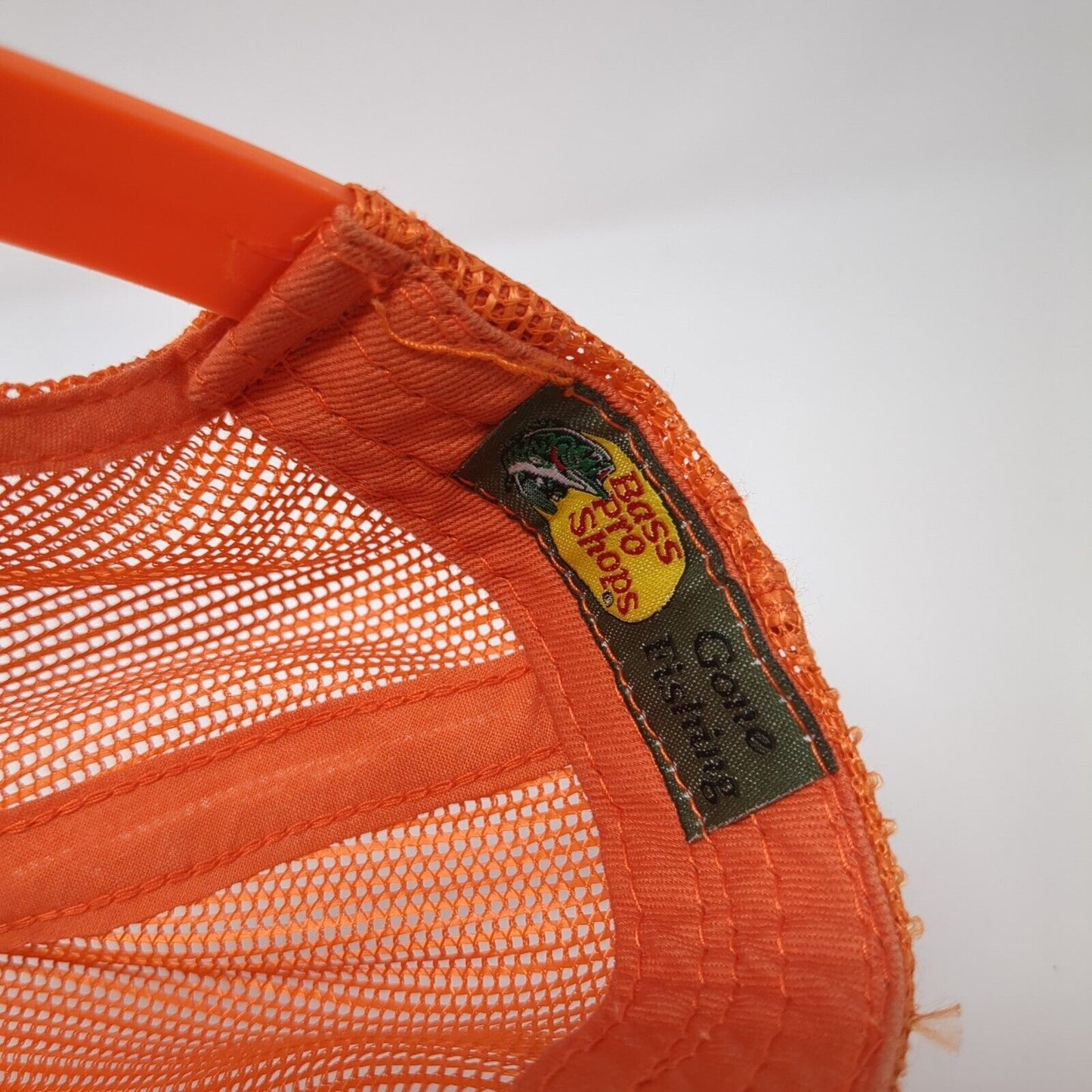 Bass Pro Shops Snapback Trucker Hat Orange OS Adjustable Mesh Back Gone Fishing