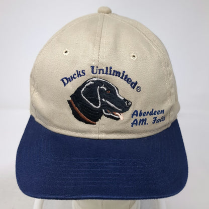 Ducks Unlimited Baseball Cap Beige Blue One Size Hunting Dog Lab Embroidery Hat