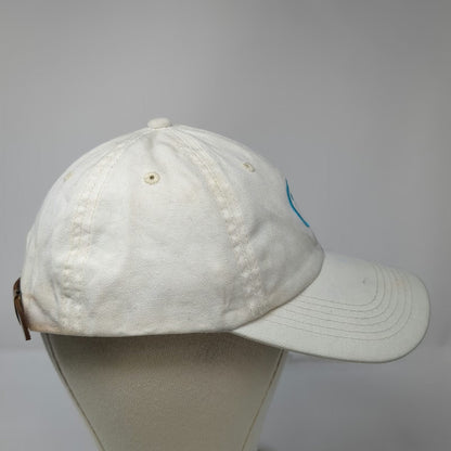 LTRMN Baseball Cap White One Size Leather Strapback Embroidered Flamingo Hat