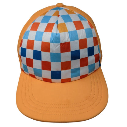 Checkered Strapback Hat Multicolor One Size Adjustable Strap Vented Holes