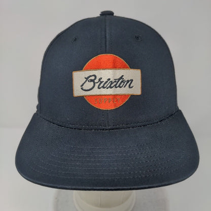 Brixton Supply Snapback Hat Black OSFA Adjustable Embroidered 6 Panel Cotton