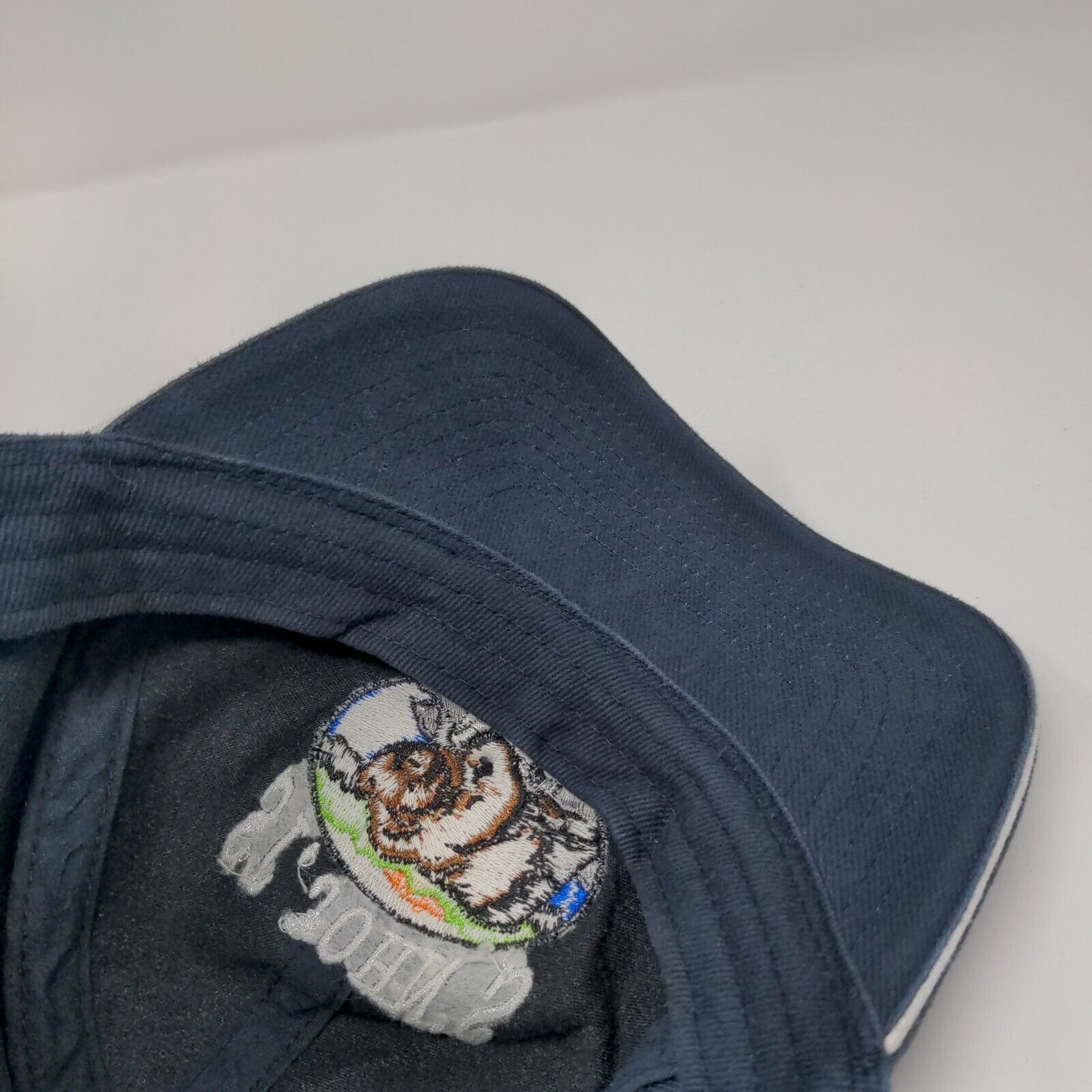 St. John's Fishing Lodge Strapback Hat Blue OSFA Adjustable Embroidered Cotton