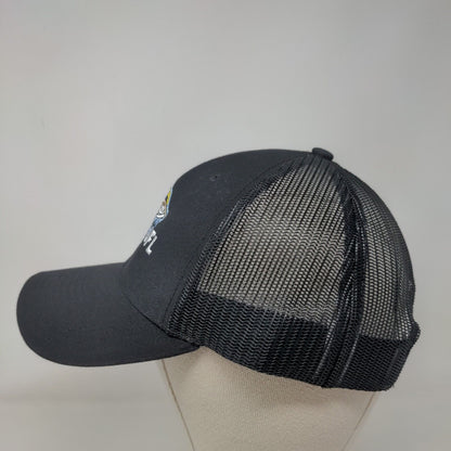 UFL Snapback Mesh Back Trucker Hat Black Adjustable Embroidered Fish Logo