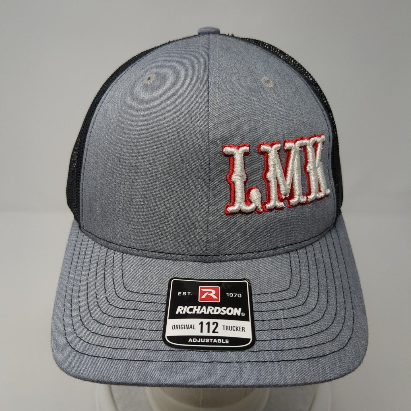 LMK Snapback Trucker Hat Gray OS Adjustable Embroidered Mesh Back Richardson