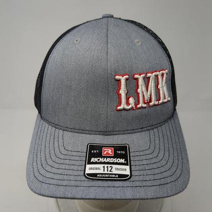 LMK Snapback Trucker Hat Gray OS Adjustable Embroidered Mesh Back Richardson