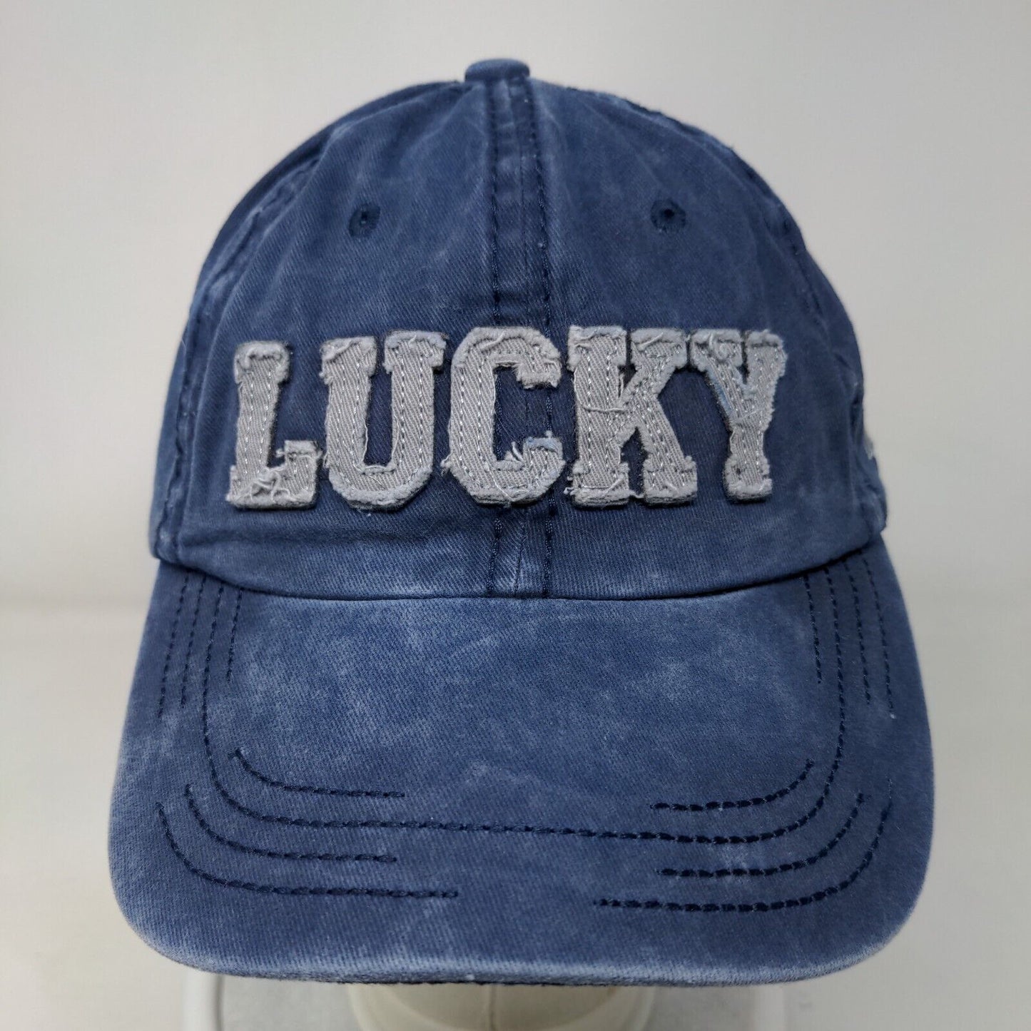 Lucky Slideback Hat Blue One Size Live Laugh Love Embroidered 6 Panel