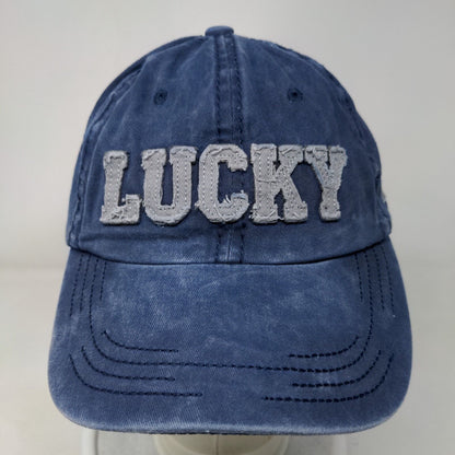 Lucky Slideback Hat Blue One Size Live Laugh Love Embroidered 6 Panel