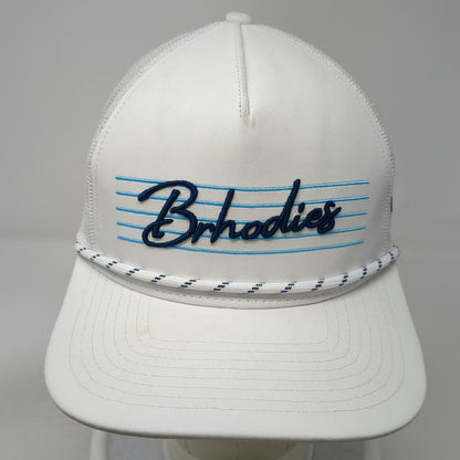 Brhodies White Trucker Hat One Size Mesh Back Snapback Rope 76 Shaka Logo Surf