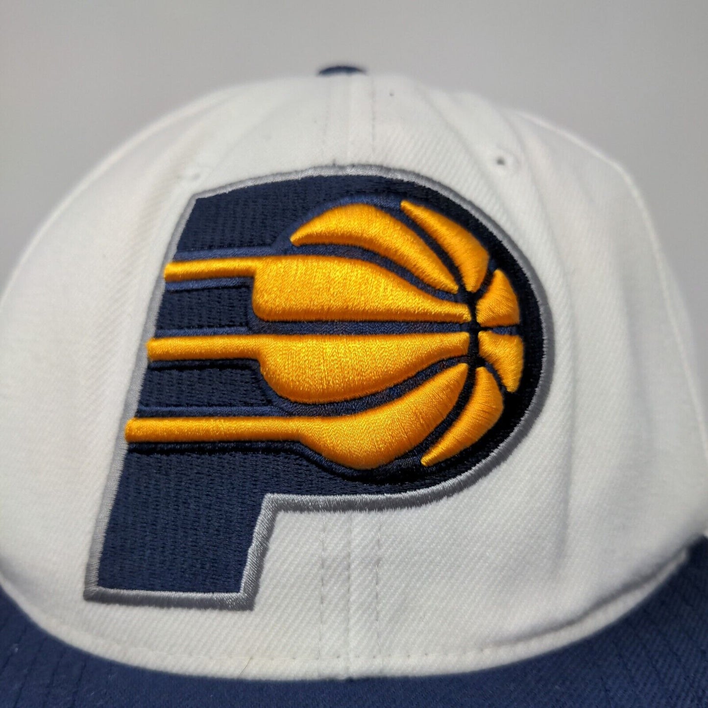 Mitchell & Ness Men's Snapback Hat White Blue Indiana Pacers Logo Wool Blend