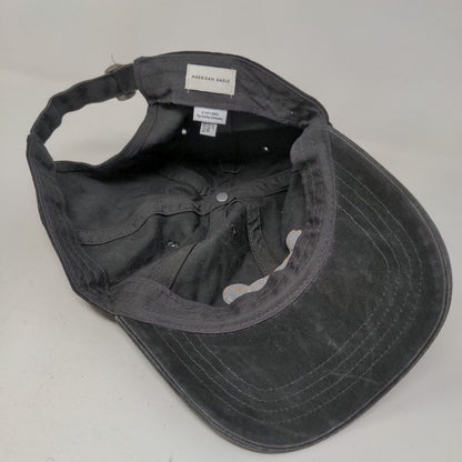 American Eagle Women's Slideback Hat Gray Embroidered Smiley Faces Logo