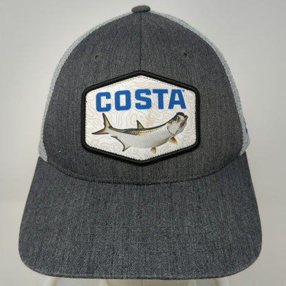 Costa Trucker Hat Gray One Size Tarpon Fish Patch Snapback Mesh Back Fishing