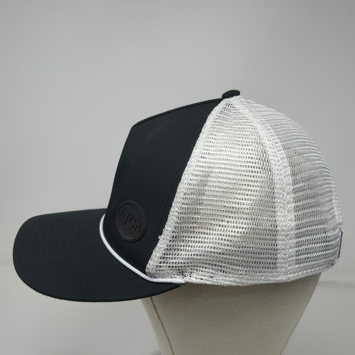 Imperial Trucker Hat Black One Size AJGA White Mesh Rope Snapback Golf