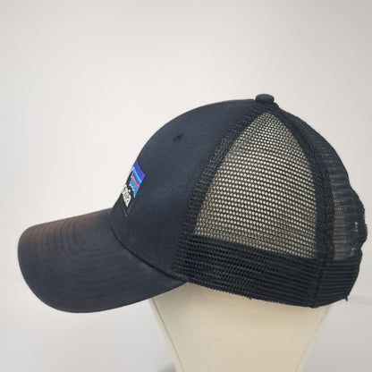 Patagonia Trucker Hat Black One Size Mesh Snapback Fitz Roy Mountain Patch