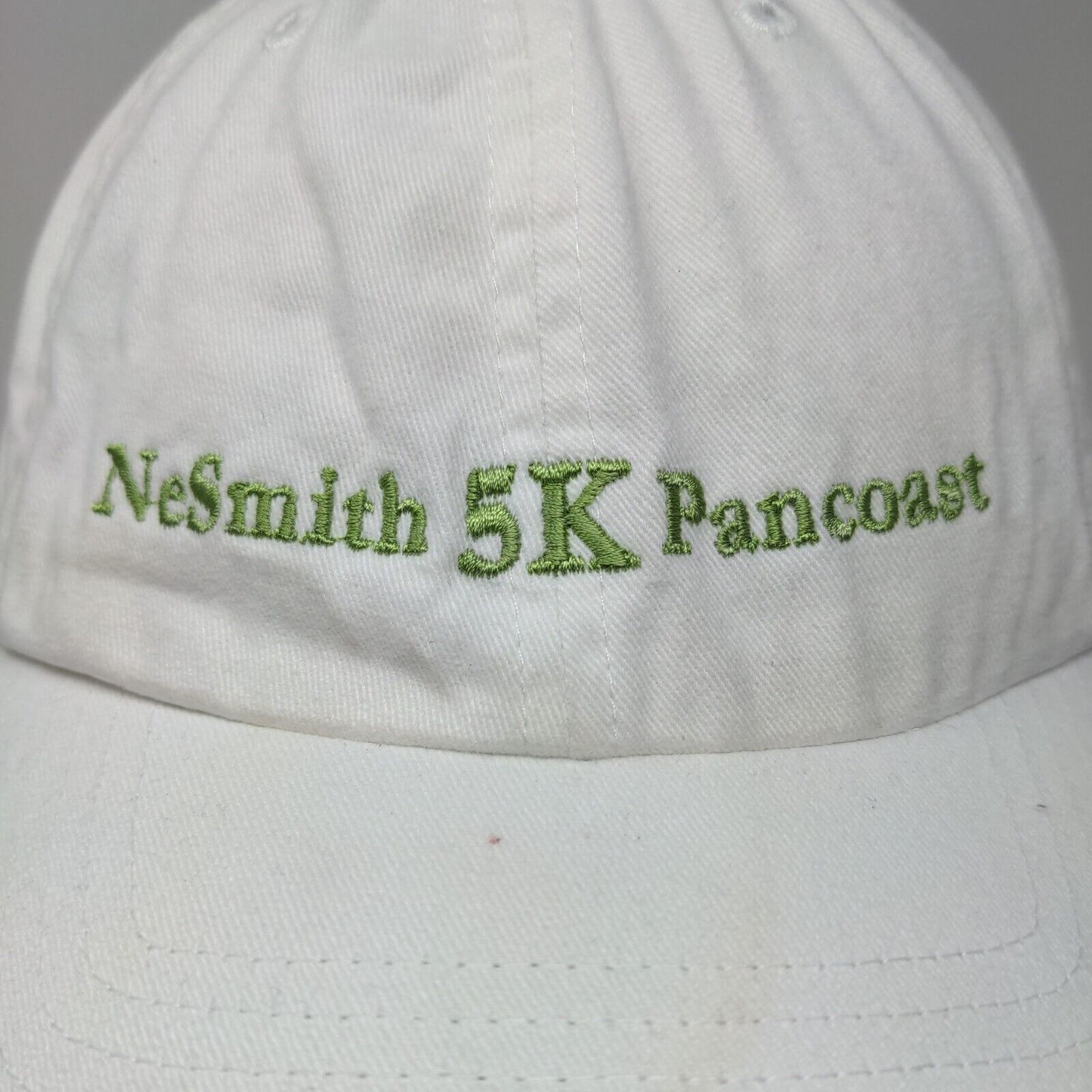 NeSmith 5K Pancoast Slideback Hat White OSFM Adjustable Embroidered 6 Panel