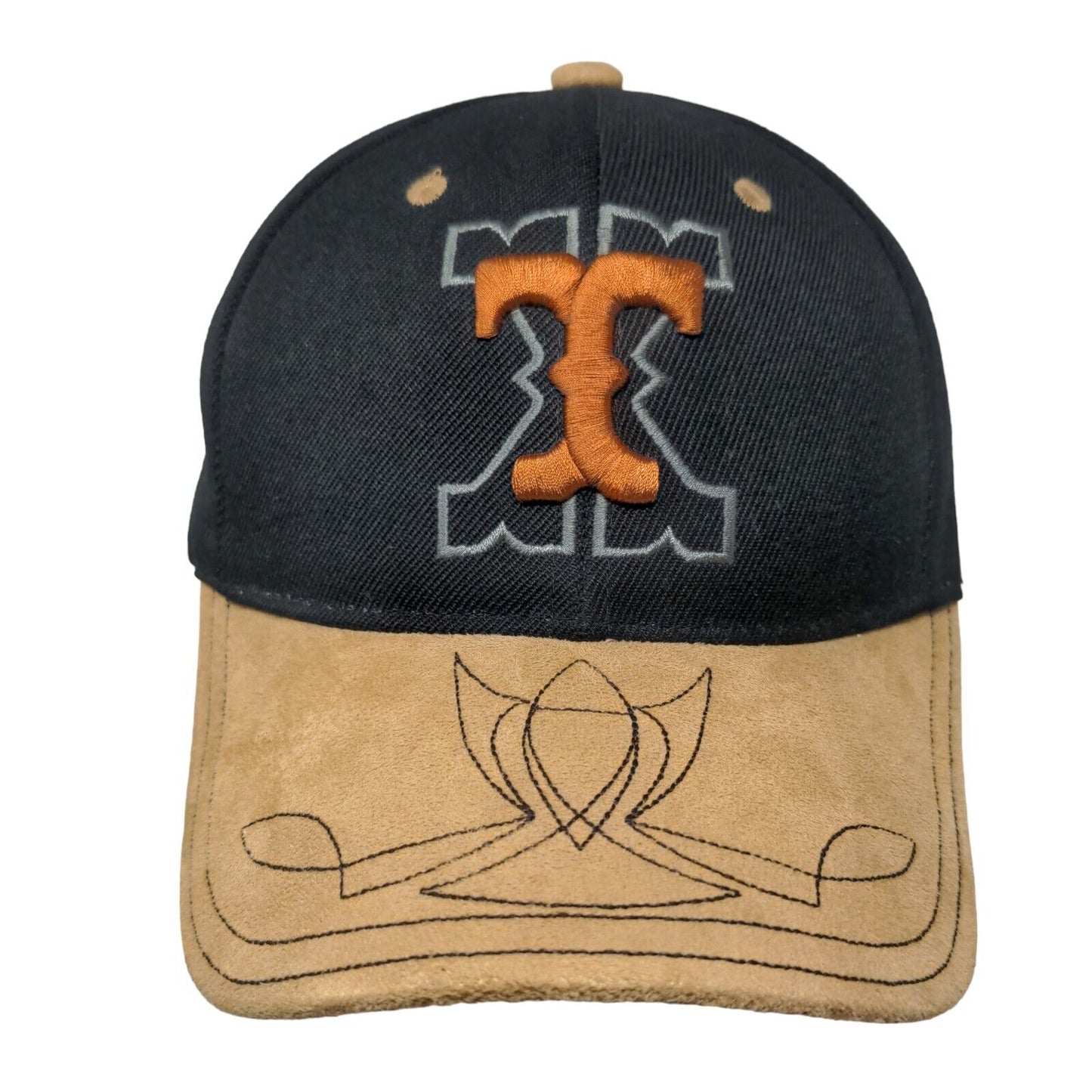 Embroidered TX Texas Strapback Hat Black Tan OSFA Adjustable Acrylic