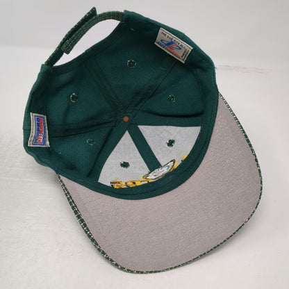 Green Bay Packers NFL Logo Athletic Green Hat Patterned Brim Strapback Vintage
