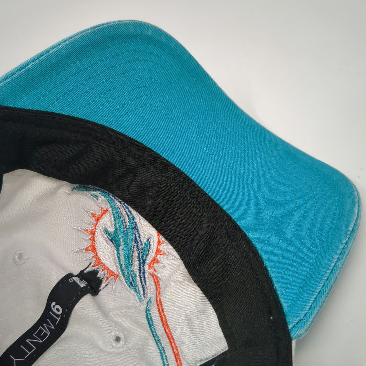 Miami Dolphins NFL New Era Hat White Blue Orange One Size Slideback 9TWENTY