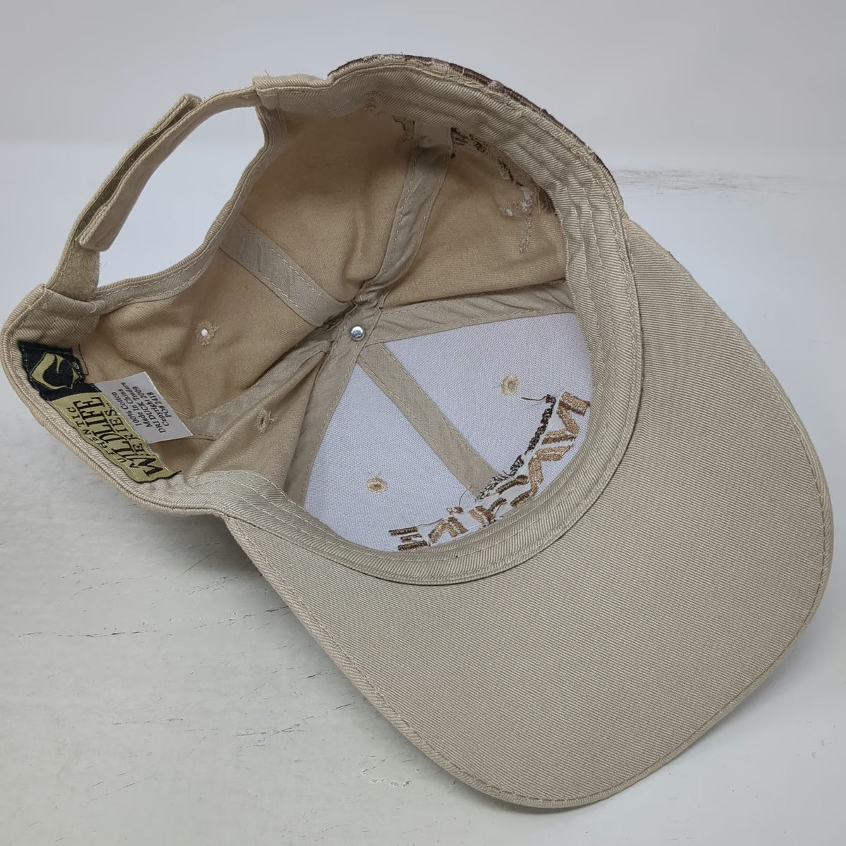 Dri Duck Baseball Cap Beige One Size Fish Embroidery Machine Shop Cotton Hat