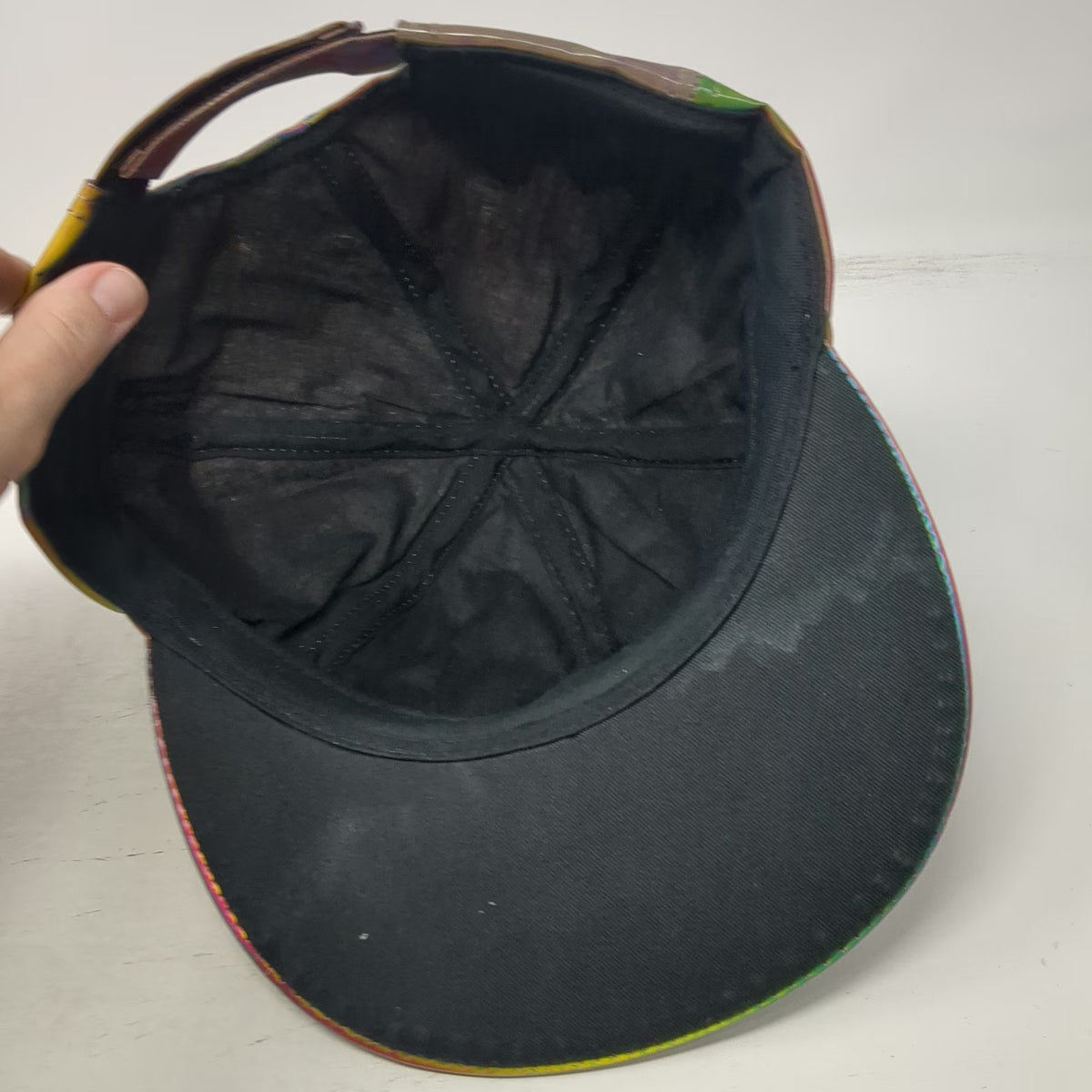 Baseball Cap Gold Pink Blue One Size Strapback Iridescent Rainbow Novelty Hat