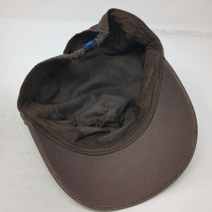 Isotoner Army Cap Brown One Size Horse Embroidery Elastic Back Hat Flat Top