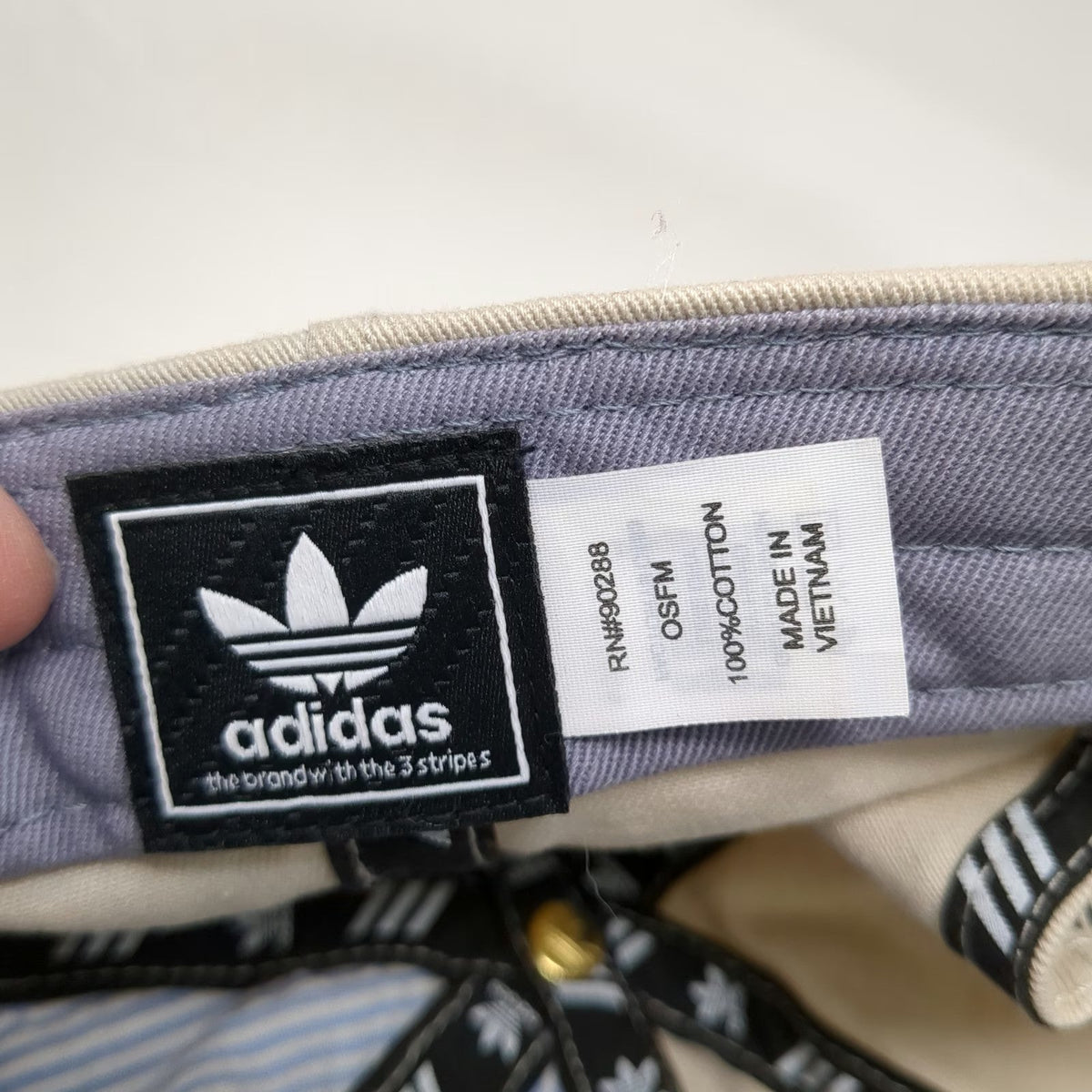 Adidas Originals Trefoil Baseball Cap Beige One Size Slideback Cotton Logo Hat
