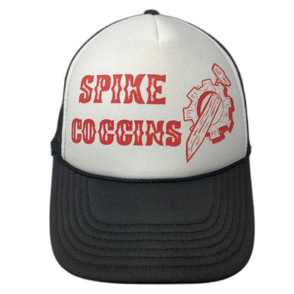 OTTO Trucker Hat Black One Size Spike Coggins Logo Mesh Snapback Foam Front