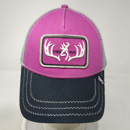 Browning Trucker Hat Pink Black Gray One Size Buckmark Logo Patch Mesh Back Hat