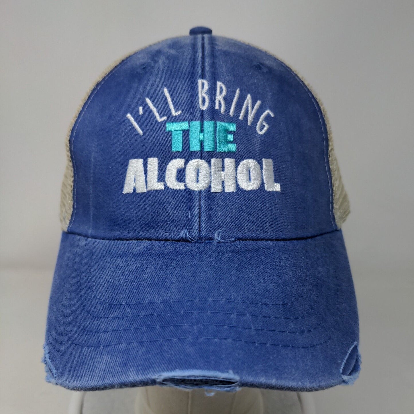 I'll Bring The Alcohol Trucker Hat Multicolor One Size Mesh Back Distressed