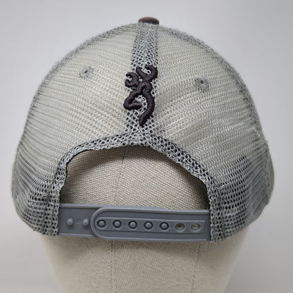 Browning Trucker Hat Gray One Size Mesh Back American Flag Buckmark Logo Patch