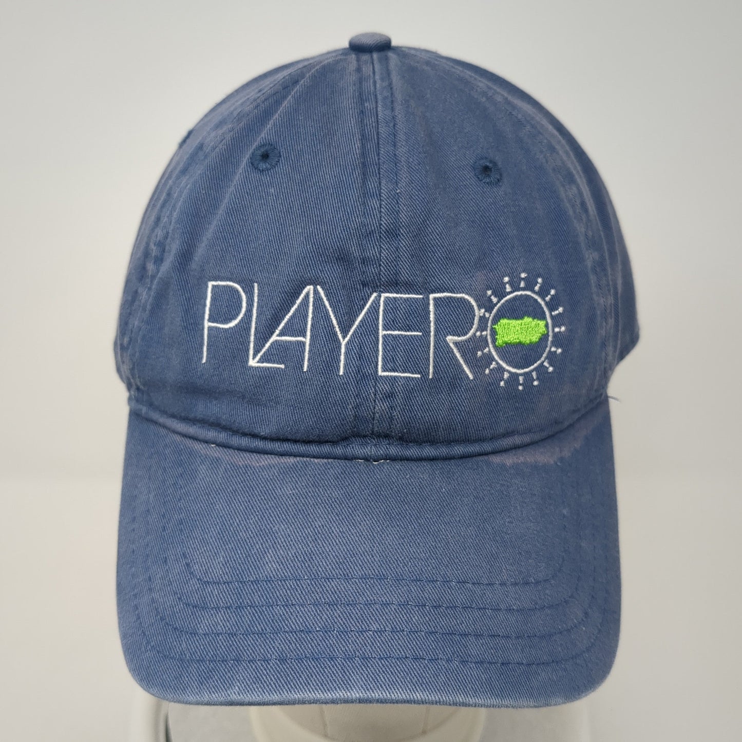 Player Slideback Baseball Cap Blue One Size Adjustable Embroidered Denim