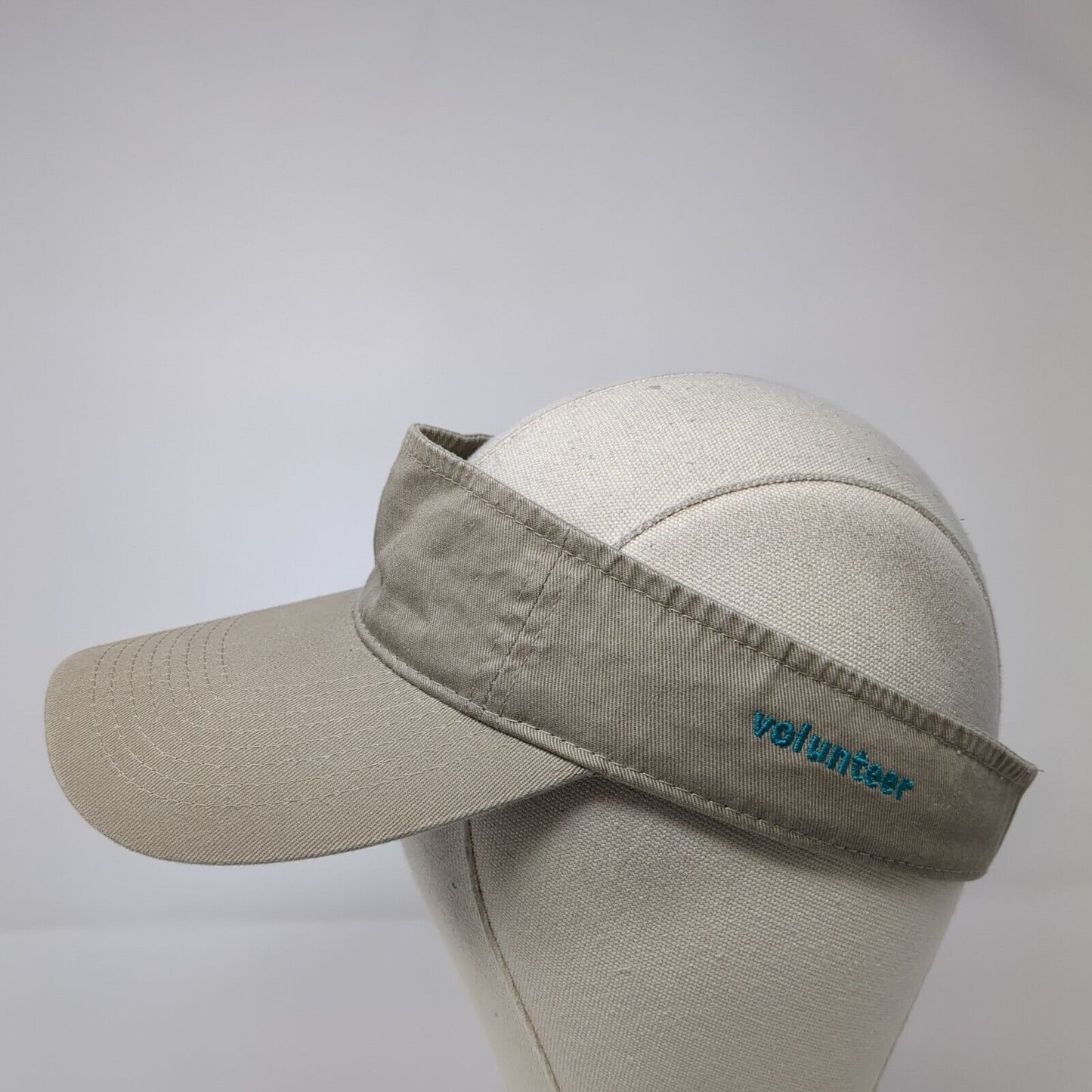 Port & Company Strapback Sun Visor Hat Tan OSFA Embroidered Volunteer
