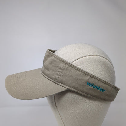 Port & Company Strapback Sun Visor Hat Tan OSFA Embroidered Volunteer