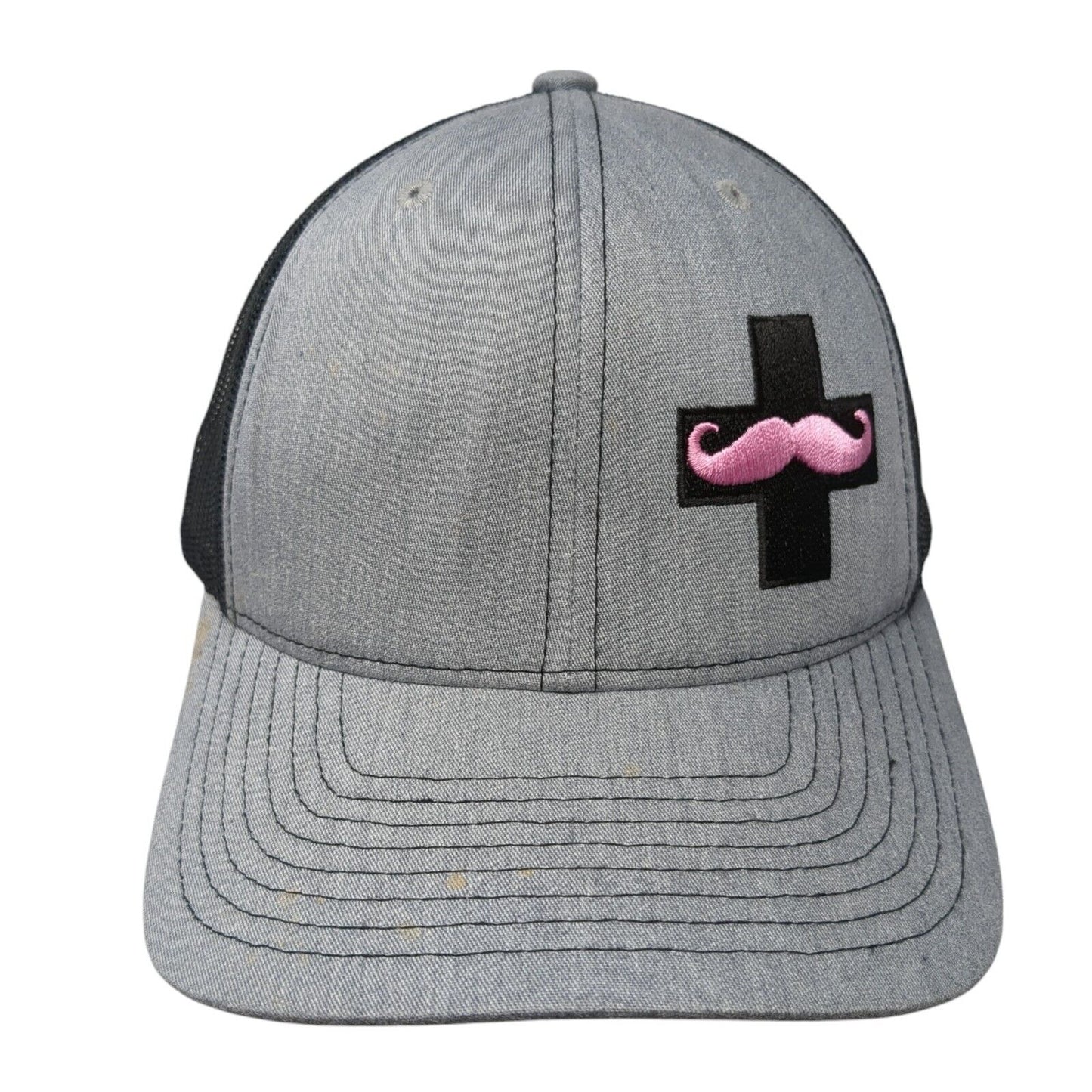 Cross Mustache Snapback Mesh Back Trucker Hat Gray One Size Richardson
