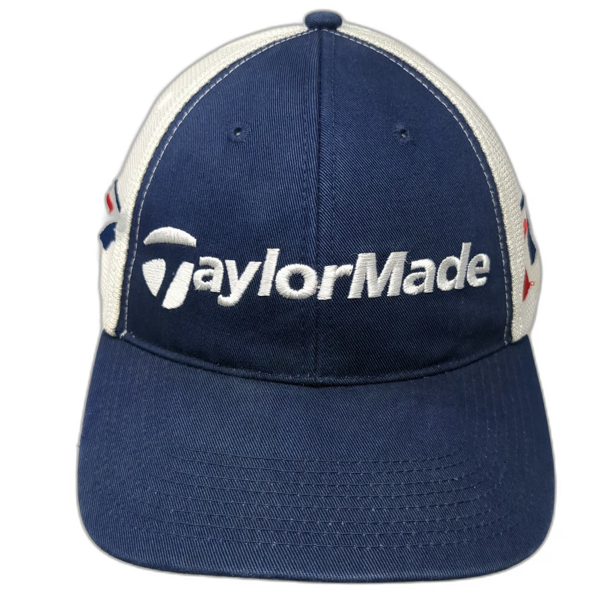 TaylorMade Trucker Hat Blue White One Size r7 Logo Mesh Strapback Golf Hat