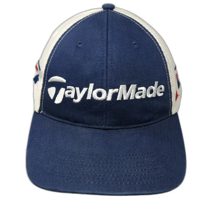 TaylorMade Trucker Hat Blue White One Size r7 Logo Mesh Strapback Golf Hat