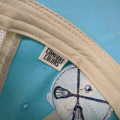 Comfort Colors Trucker Hat Blue One Size Crossed Lacrosse Sticks Snapback Mesh