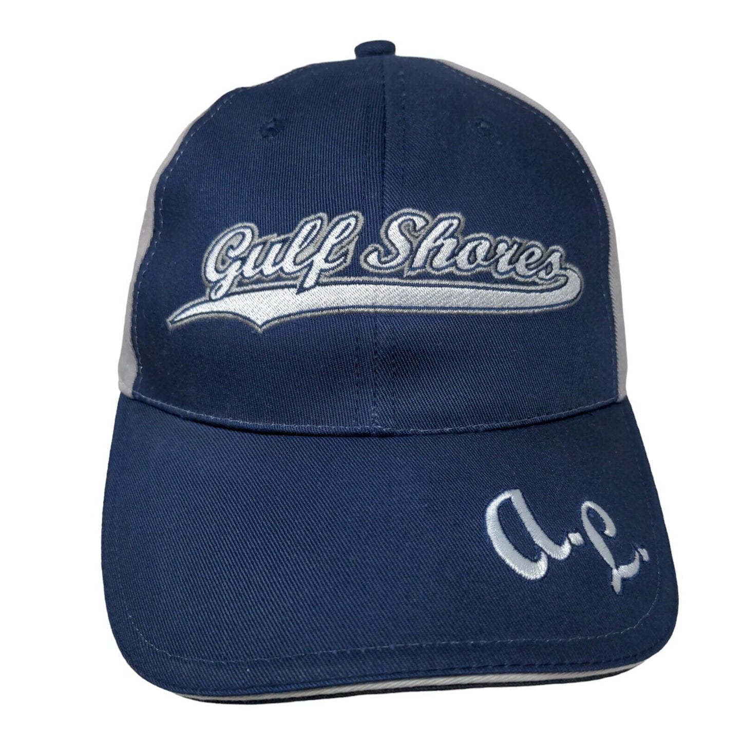 Gulf Shores Strapback Hat Blue OSFA Embroidered Colorblock Bio-Domes