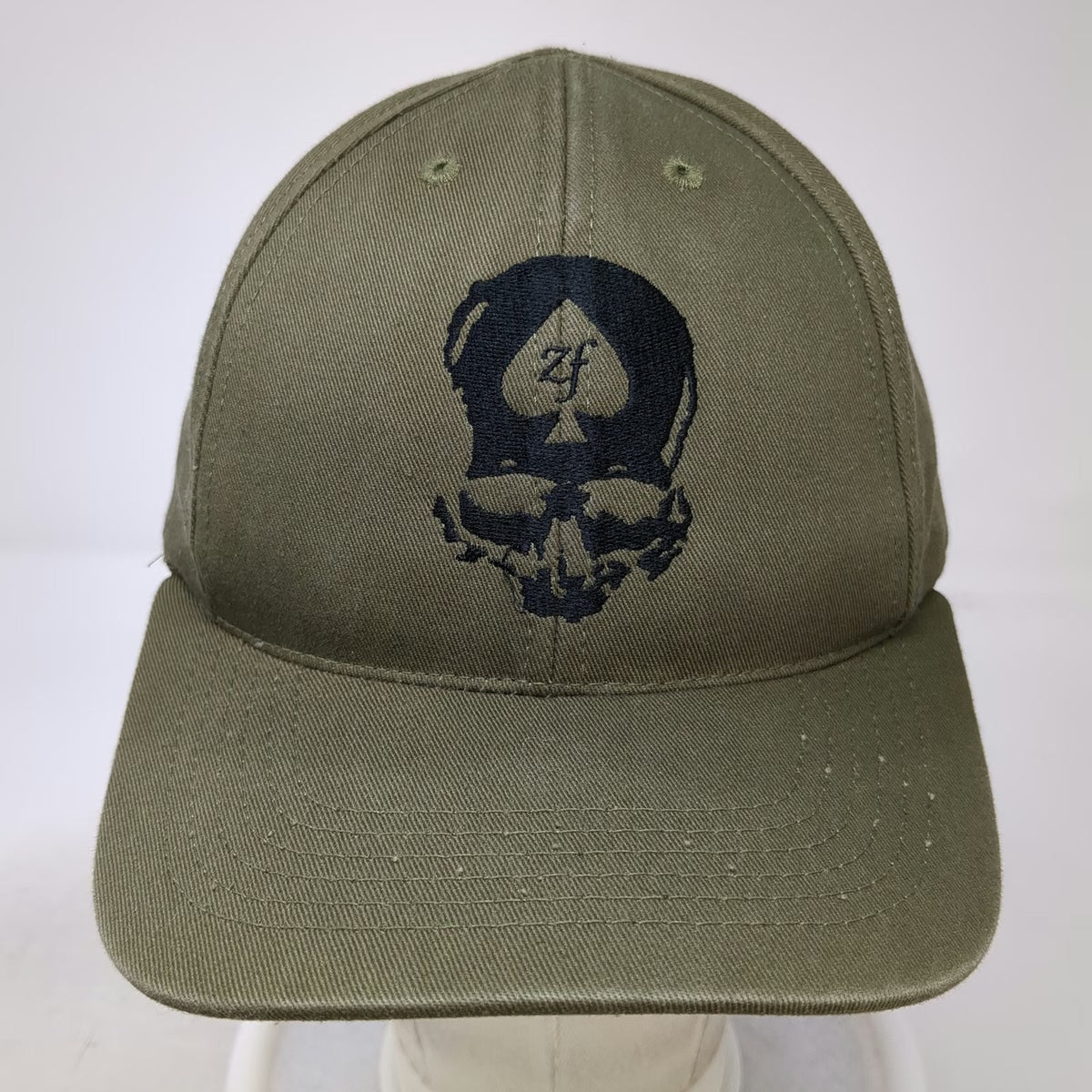Zero Foxtrot Baseball Cap Green One Size Strapback USA Made Black Skull Ace Hat
