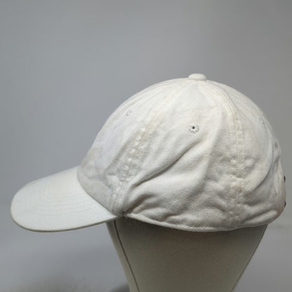 Goodfellow & Co White Baseball Cap One Size Blue Flower Leather Slideback hat