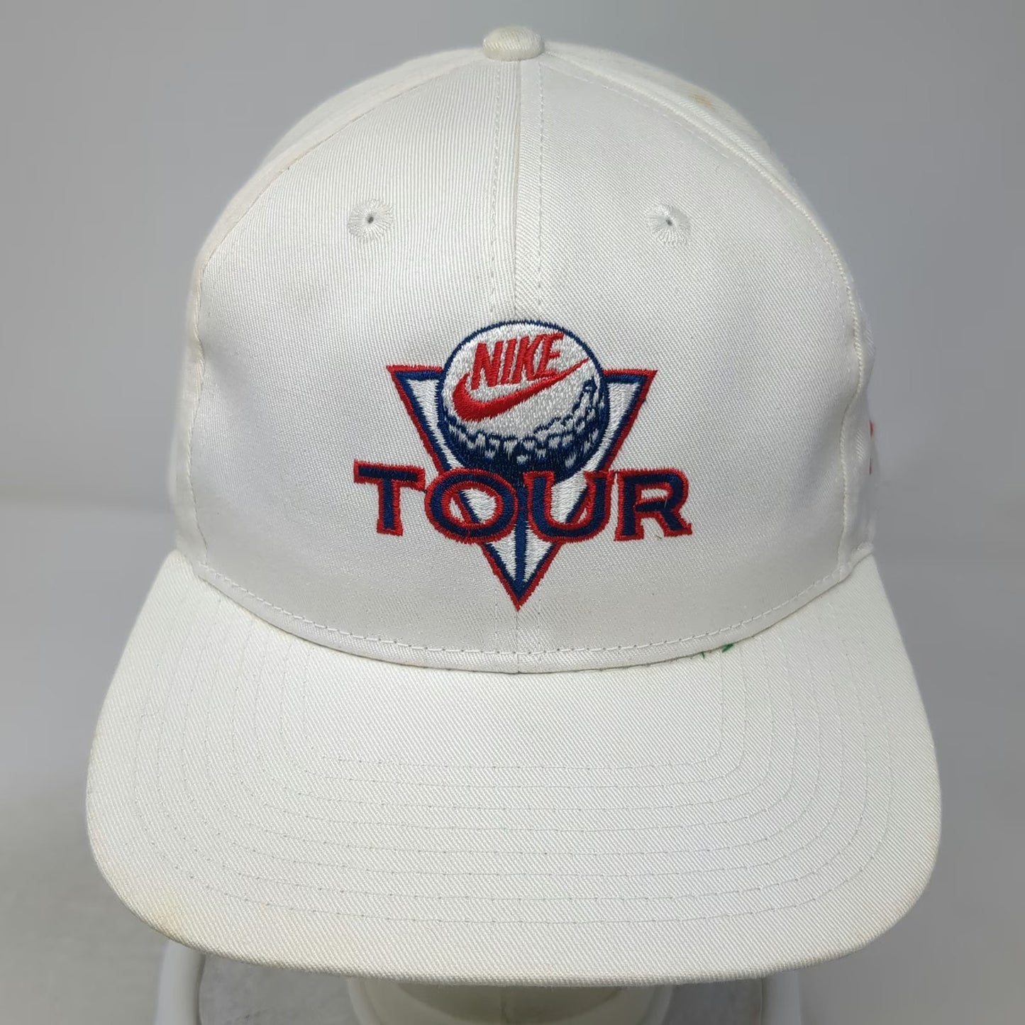Nike Snapback White One Size Golf Tour Hat Green Undervisor Cotton Taiwan Logo