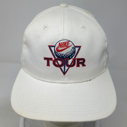 Nike Snapback White One Size Golf Tour Hat Green Undervisor Cotton Taiwan Logo