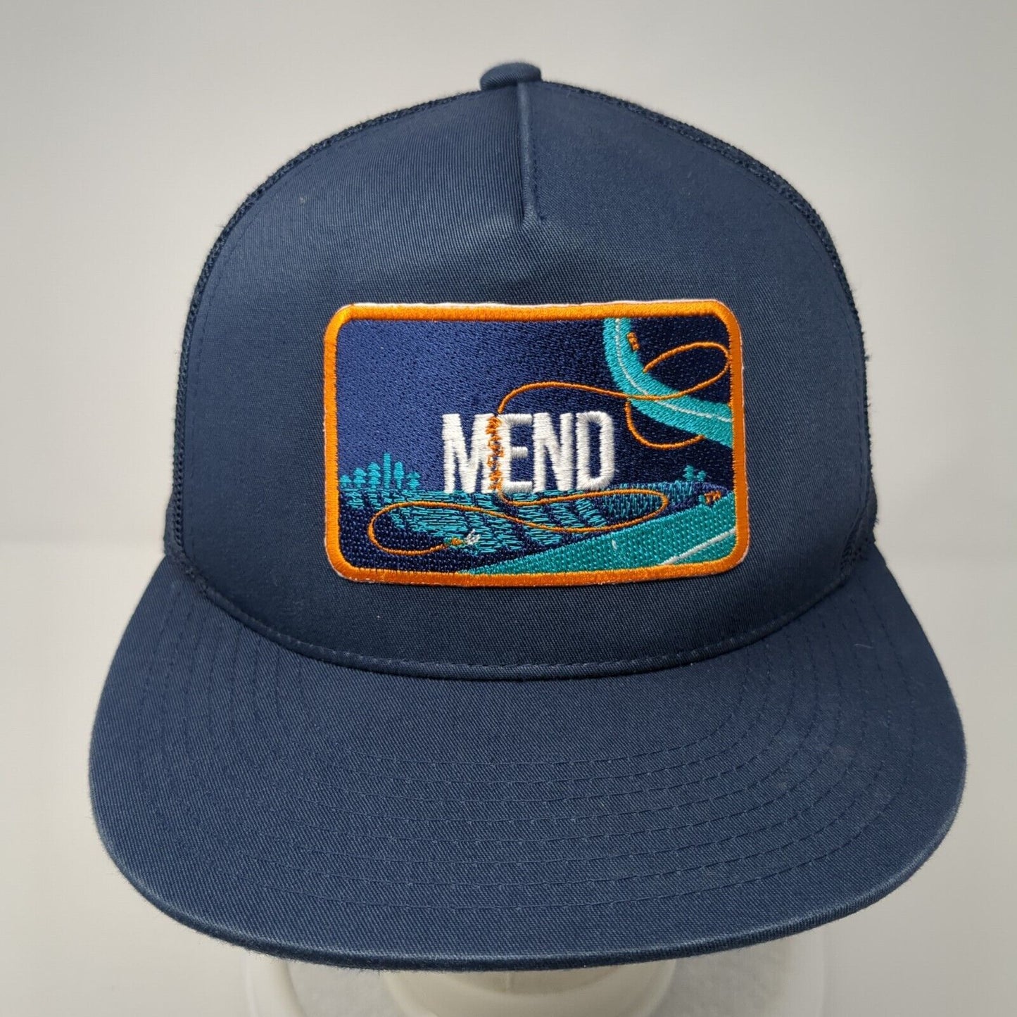 Mend Snapback Mesh Back Trucker Hat Blue One Size Adjustable Yupoong